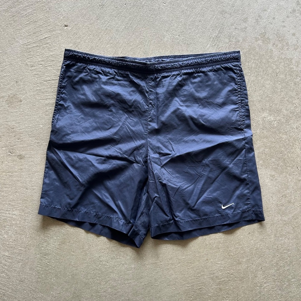 Vintage 90s Nike Swim Trunks‎ Size Large Navy Blue Bathing Suit Swim Shorts Logo